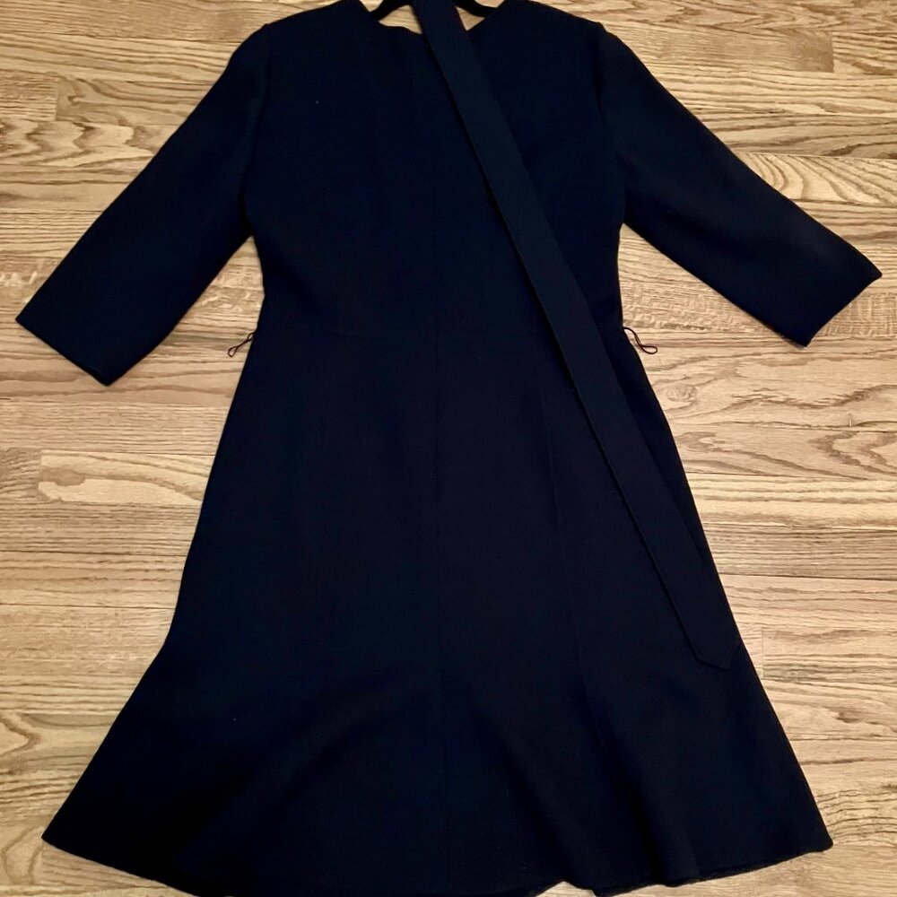 Oscar de la Renta | 3/4 Sleeve Jewel Neck Dress with Belt - Picture 7 of 16